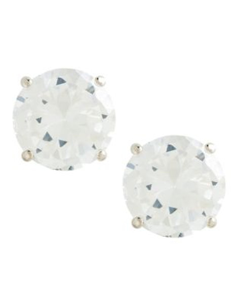 Fine Jewellery 14Kt Wg Earrings Set With 6Mm Rd Cubic Zirconia Stones. - CUBIC ZIRCONIA