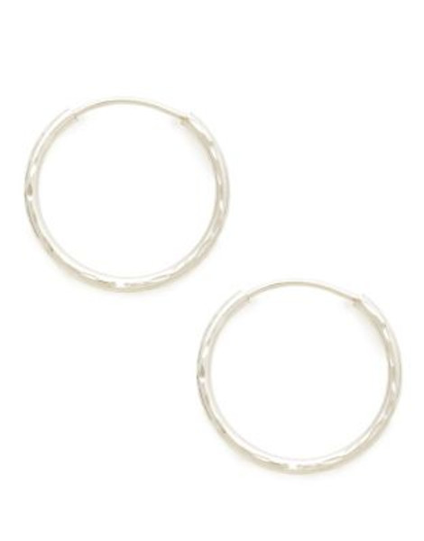 Fine Jewellery 14Kt White Gold Rhodium Plated 14mm Full Diamond Cut Endless Hoops - WHITE GOLD