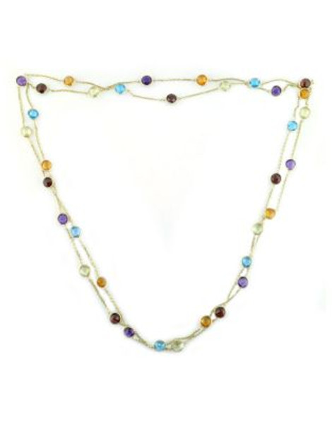 Effy 14K Yellow Gold Multi Coloured Gemstone Station Necklace - MULTI SEMI PRECIOUS STONE MIX