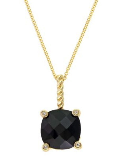 Effy 14k Yellow Gold Diamond and Onyx Pendant - ONYX