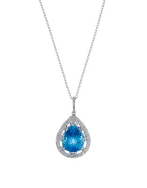 Effy 14K White Gold Topaz Pendant - TOPAZ