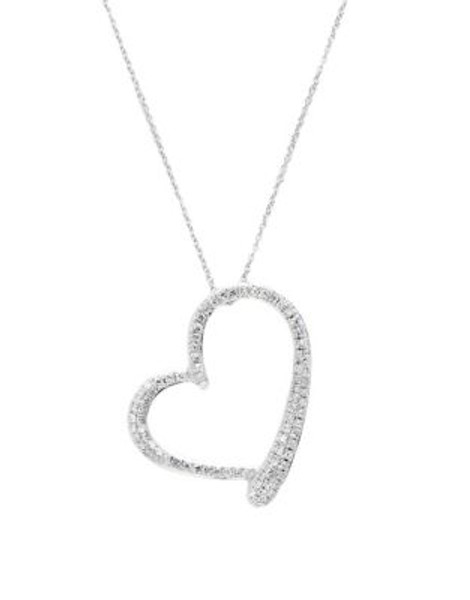 Fine Jewellery 14K White Gold Diamond Heart Pendant - DIAMOND