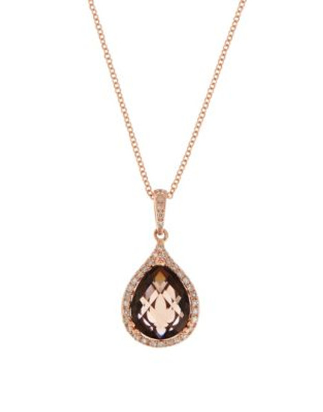 Effy 14K Rose Gold Diamond And Smoky Quartz Pendant - PINK