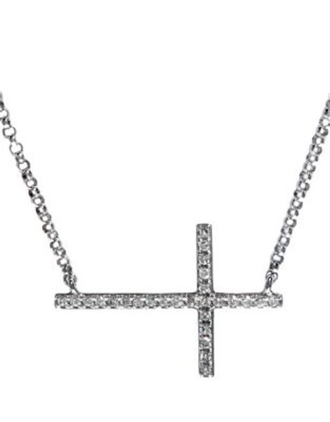 Effy 14K White Gold Diamond Cross Necklace - DIAMOND
