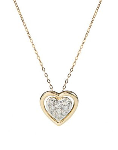 Fine Jewellery 14K Yellow Gold Necklace with Pave Diamond Heart Pendant - DIAMOND