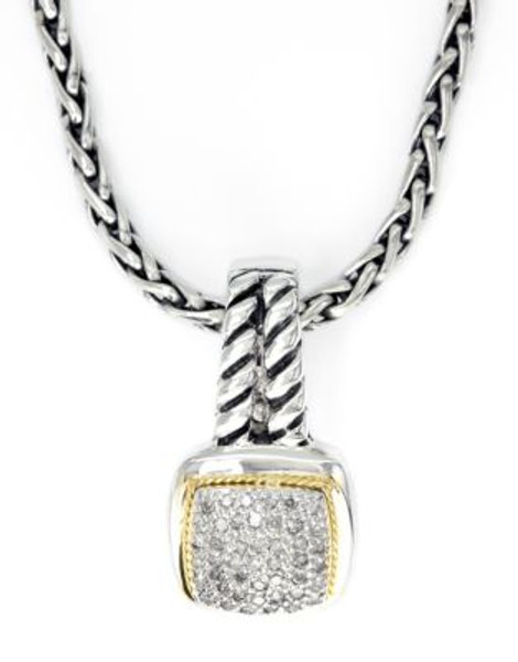 Effy Sterling Silver 18K Yellow Gold And Diamond Pave Pendant - STERLING SILVER