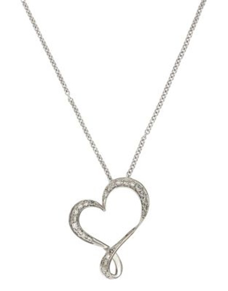 Effy Pave Classica 14 Kt White Gold Diamond Heart Pendant - DIAMOND