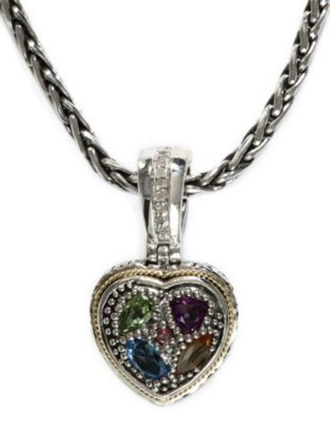 Effy 18k Yellow Gold and Silver Diamond and Multi Coloured Pendant - SILVER