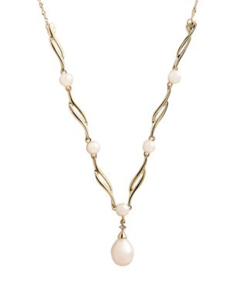 Fine Jewellery 10K Yellow Gold Diamond And Pearl Necklace - PEARL