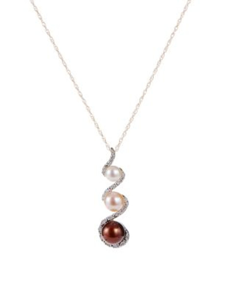 Fine Jewellery 10K Yellow Gold Necklace with Diamond and Pearl Pendant - PEARL