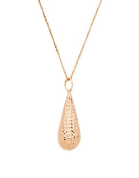 Fine Jewellery 14K Rose Gold Diamond Cut Teardrop Necklace - ROSE GOLD