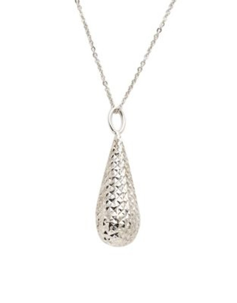 Fine Jewellery 14K White Gold Diamond Cut Teardrop Pendant - WHITE GOLD