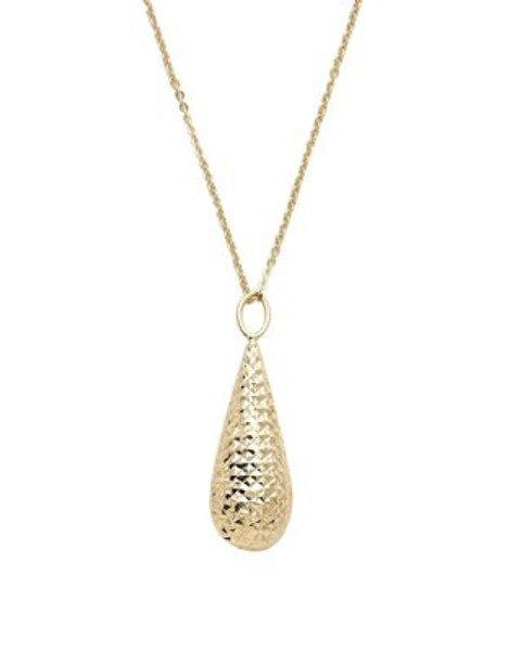 Fine Jewellery 14K Yellow Gold Diamond Cut Teardrop Pendant - YELLOW GOLD
