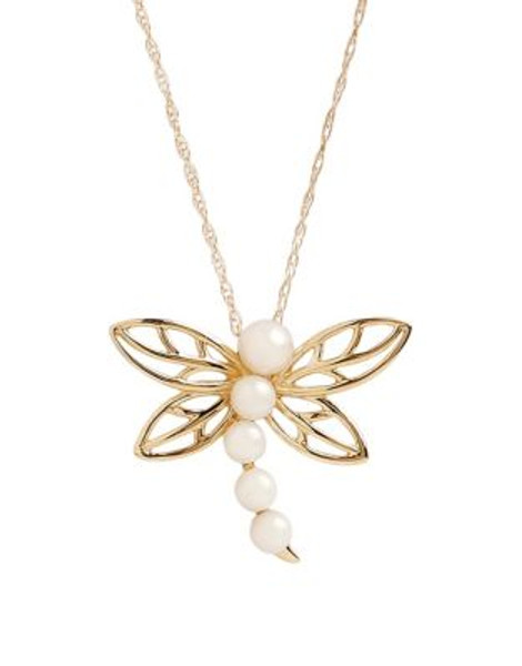 Fine Jewellery 10K Yellow Gold Dragonfly Pearl Pendant - PEARL