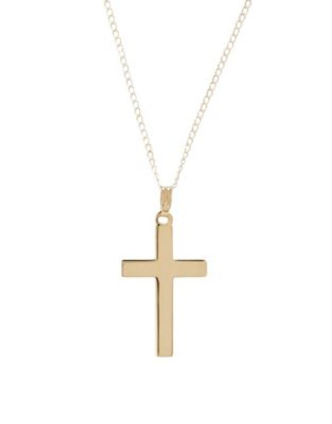Fine Jewellery 14K Yellow Gold Cross Pendant With 18 Inch Curb Chain - YELLOW GOLD