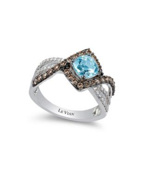 Le Vian Sea Blue Aquamarine 14K White Gold Aquamarine Ring - WHITE GOLD - 7