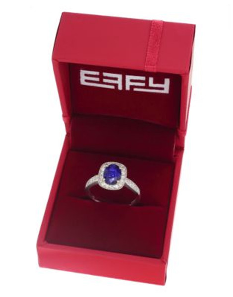 Effy 14K White Gold Diamond Sapphire Ring - SAPPHIRE - 7