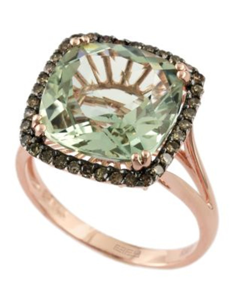 Effy 14K Rose Gold Espresso Diamond and Green Amethyst Ring - GREEN AMETHYST - 7