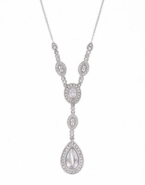 Nadri Pave Teardrop Necklace - SILVER