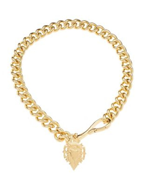 Lauren Ralph Lauren Curb Chain Necklace with Crest Charm - GOLD