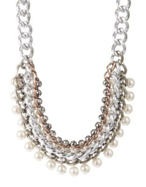 Expression Intertwined Link Necklace with Pearls - SILVER