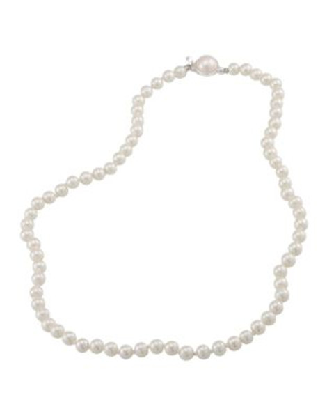 Carolee 6mm White Pearl Necklace with Silvertone Clasp - WHITE