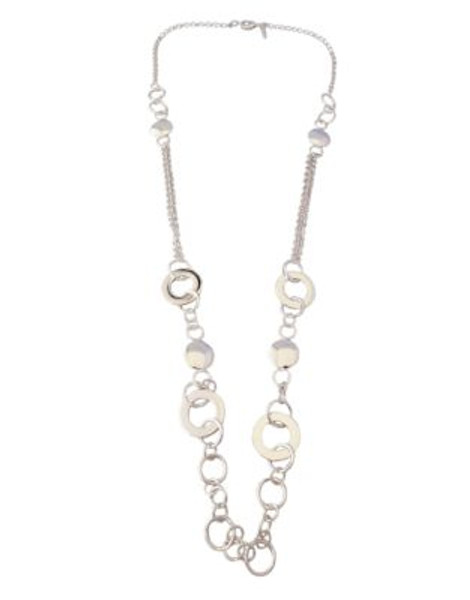 Nine West Long Metal Disc Necklace - SILVER