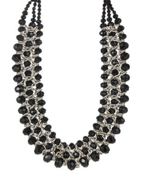 Expression Bead and Chain Collar Necklace - BLACK