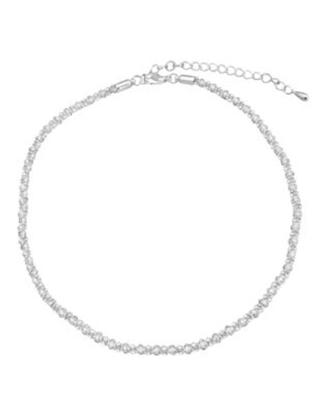 Cezanne Metal Crystal Collar Necklace - SILVER
