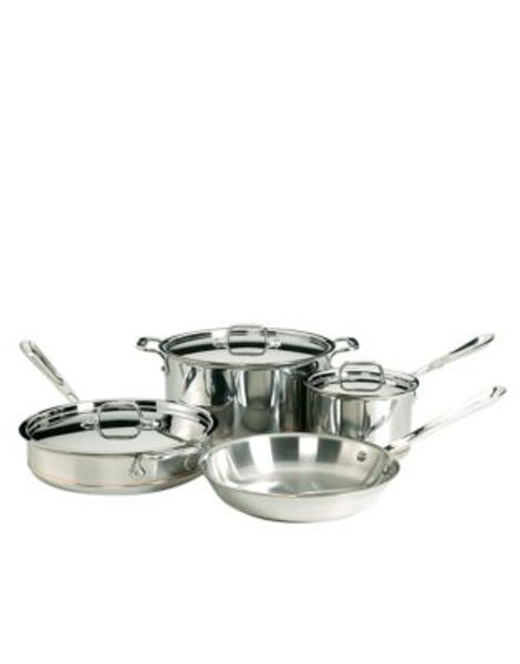 All-Clad 7 Piece Stainless Steel Copper Core Cookware - SILVER