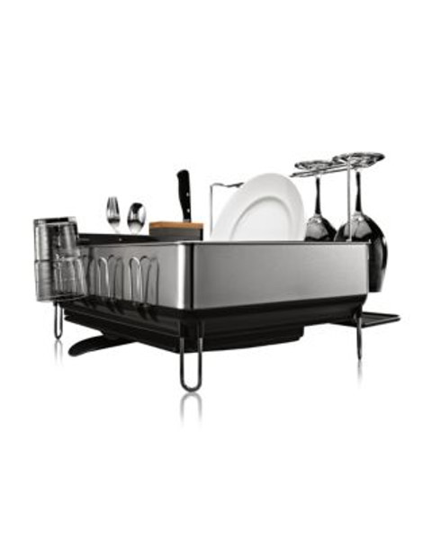 Simplehuman Dishrack with wine glass holder - STAINLESS STEEL