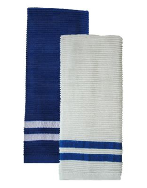 Jamie Oliver Set of 2 Terry Ribbed Towels - BLUE