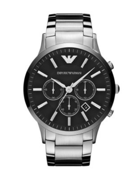 Emporio Armani Men's Large Round Silver Watch - SILVER