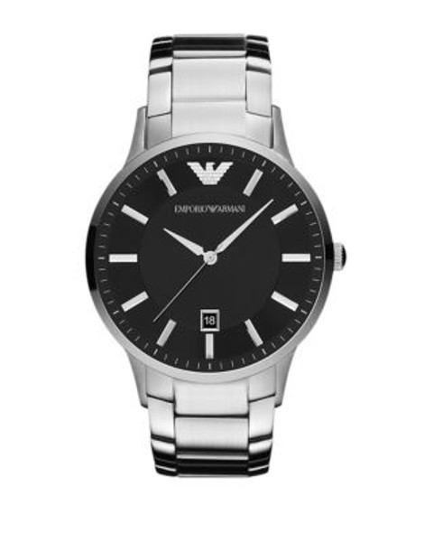 Emporio Armani Large Round Stainless Steel Watch - SILVER