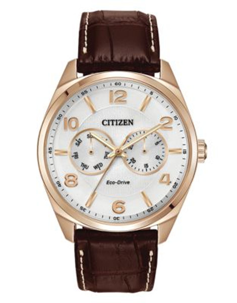 Citizen Rose Gold Stainless Steel Dress Watch - BROWN