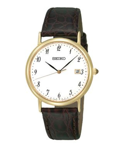 Seiko Men's Leather Watch - BROWN