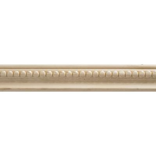 White Hardwood Embossed Bead Colonial Trim 3/8 x 1-1/4 - Sold Per 6 Foot Piece