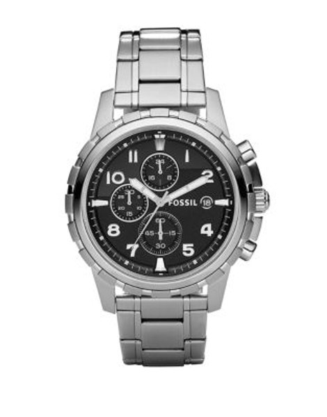 Fossil Mens Dean Chronograph Stainless Steel Watch - SILVER