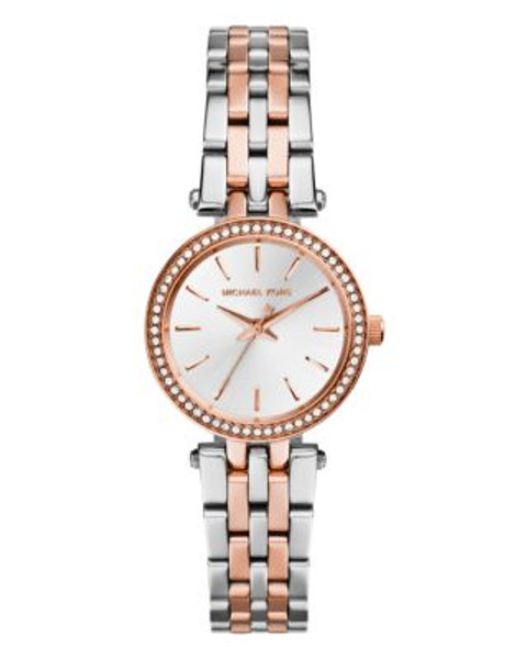 Michael Kors Petite size Rose Gold Tone and Silver Tone Stainless Steel Darci Three Hand Glitz Watch - MULTI