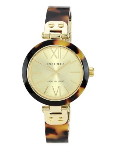 Anne Klein Gold Tone And Tortoise Plastic Watch - BROWN