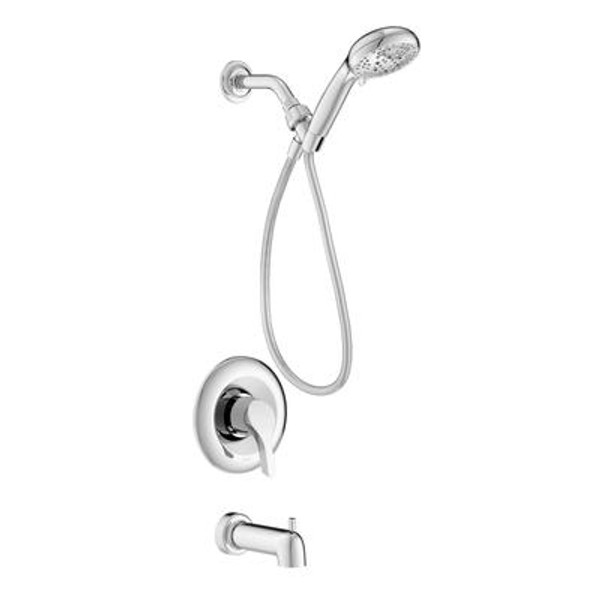 Danika 1 Handle Posi-Temp Tub/Shower Faucet with Matching 5 Function Handheld Shower - Chrome Finish