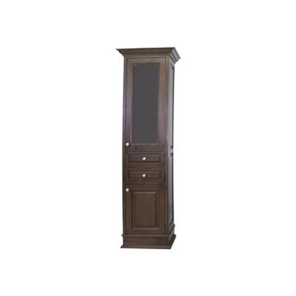 22 Inch W Contemporary Birch Wood Linen Tower with Soft-close Cabinet Doors in Walnut Finish
