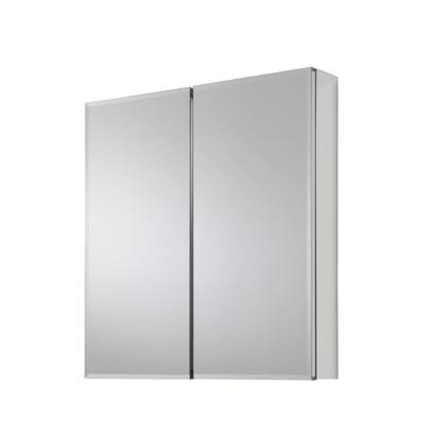 24 In. x 26 In. Recessed or Surface Mount Medicine Cabinet with Bi-View Beveled Mirror in Silver