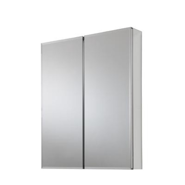 24 In. x 29 In. Recessed or Surface Mount Medicine Cabinet with Bi-View Beveled Mirror in Silver