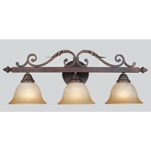 Olympus Tradition Collection Crackled Bronze with Silver 3-Light Bath Bar