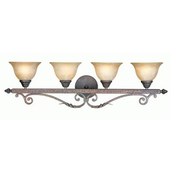 Olympus Tradition Collection 4-Light Bath Bar in Crackled Bronze with Silver