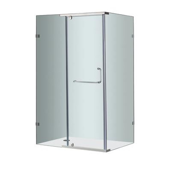48 In. x 35 In. Semi-Frameless Shower Enclosure in Stainless Steel