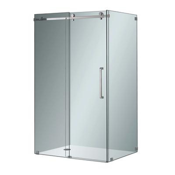 48 In. x 35 In. x 75 In. Completely Frameless Sliding Shower Door Enclosure in Chrome