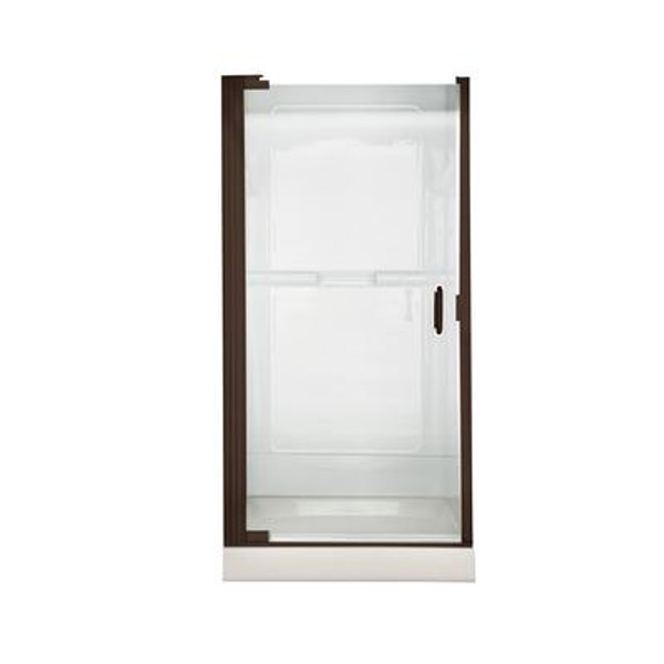 Euro 25.4 Inch W x 65.5 Inch H Frameless Cont Hinge Pivot Shower Door in Oil-Rubbed Bronze Finish with Clear Glass