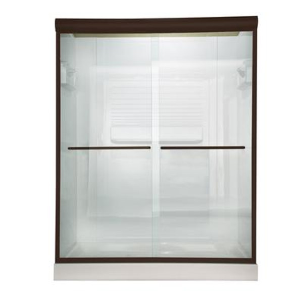 Euro 48 Inch W x 70 Inch H Frameless Bypass Shower Door in Oil-Rubbed Bronze Finish with Clear Glass